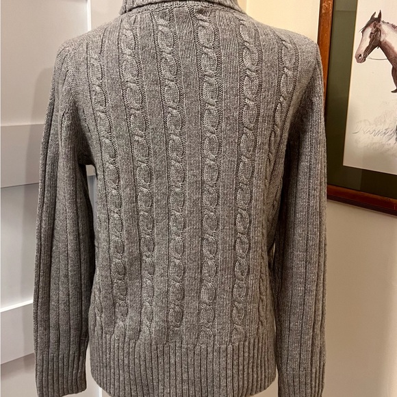 J Crew Cable Knit turtle neck sweater Petite Large Gray Wool, Nylon, Viscose NWT - Picture 2 of 3